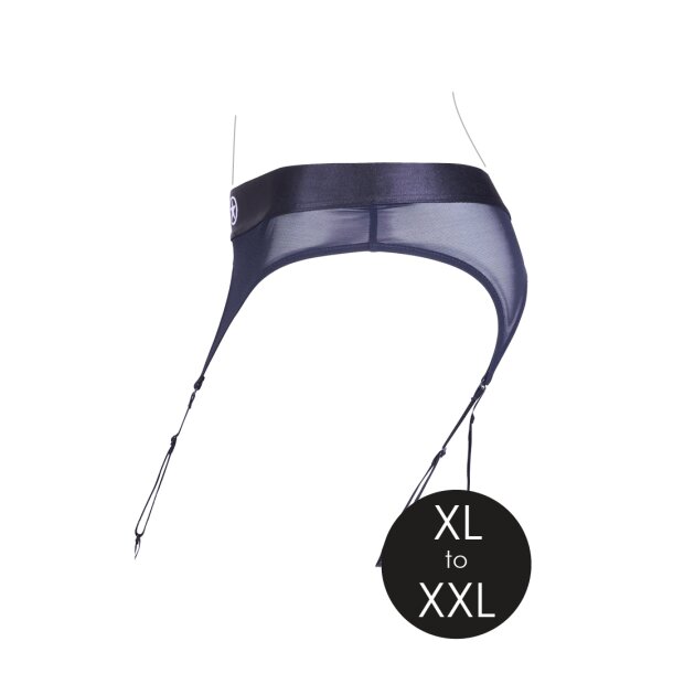 Shots Ouch! Vibrating strap on thong with adjustable garter belt XL/XXL