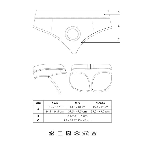 Shots Ouch! Vibrating strap-on thong with buckles at the back XL/XXL