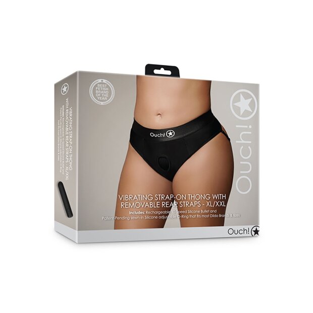 Shots Ouch! Vibrating strap-on thong with buckles at the back XL/XXL