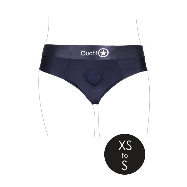 Shots Ouch! Vibrating strap-on thong with buckles at the back XS/S