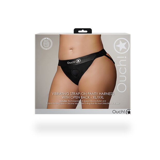 Shots Ouch! Vibrating open strap-on with buckles at the back XL/XXL