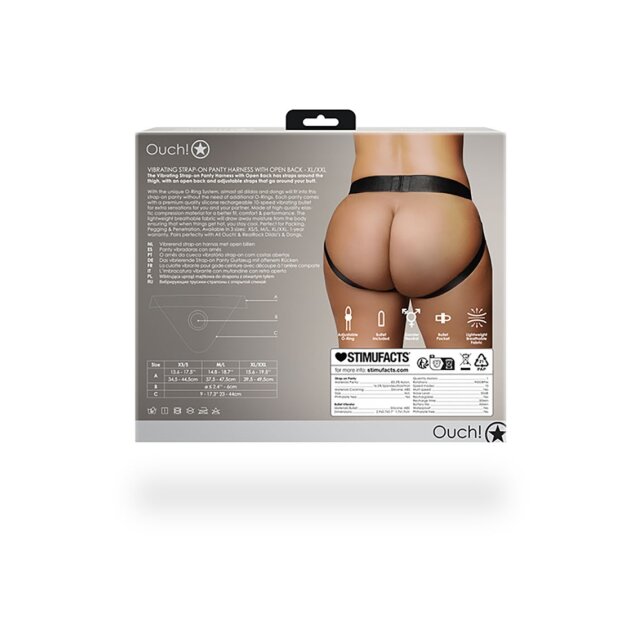 Shots Ouch! Vibrating open strap-on with buckles at the back XL/XXL