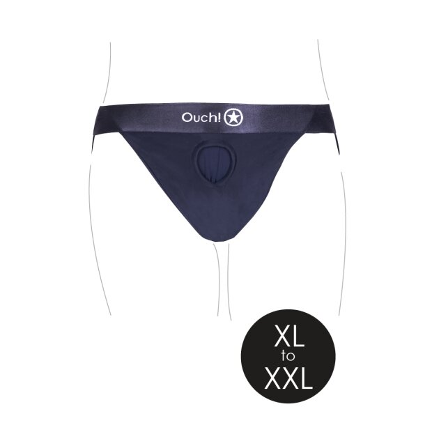 Shots Ouch! Vibrating open strap-on with buckles at the back XL/XXL