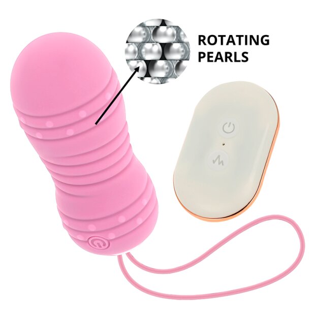 OHMAMA remote-controlled vibrating egg with rotating beads Pink