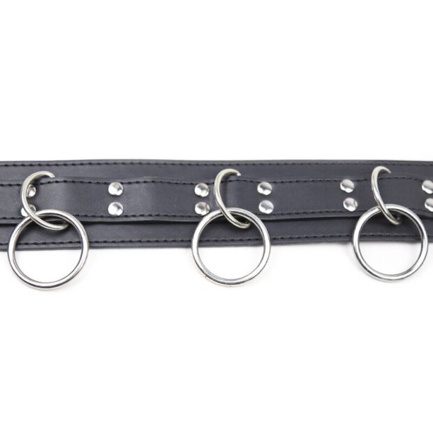 OHMAMA Halsband mit Kette und 3 Ringen schwarz