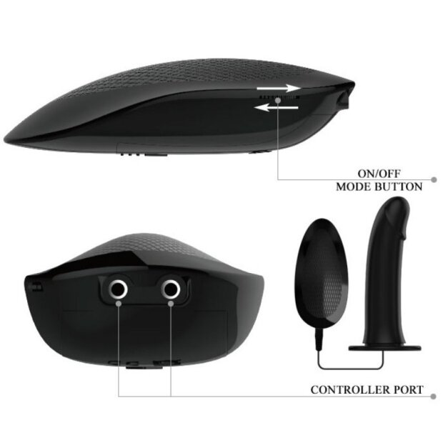 Pretty Love Vito Strap on Dildo mit Vibration schwarz 17,3 cm