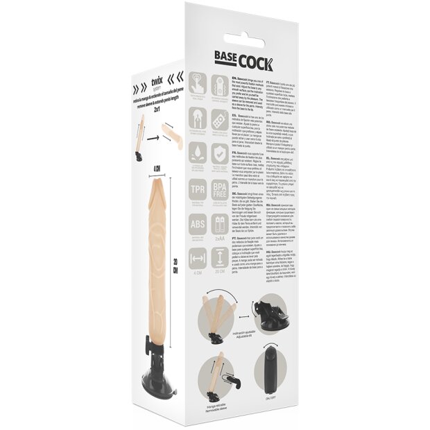 Basecock vibrator with remote control and penis extender