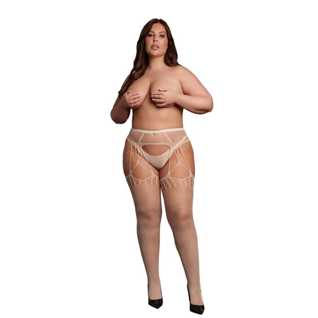 Shredded Suspender Pantyhose - Queen Size