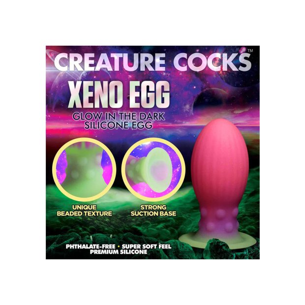 Xeno Egg Glow in the Dark Silicone Egg Pink 13,3 cm