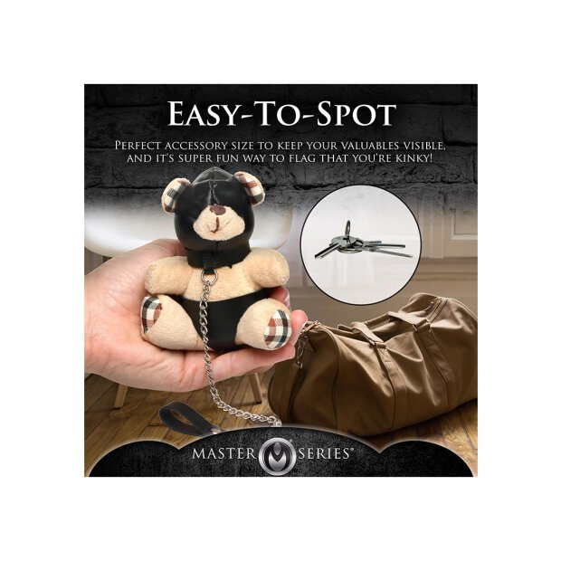 Hooded Teddy Bear Keychain Tan