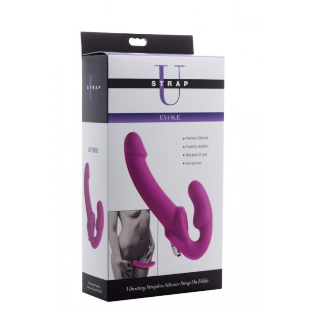 XR Brands Evoke Vibrating Strap On lila