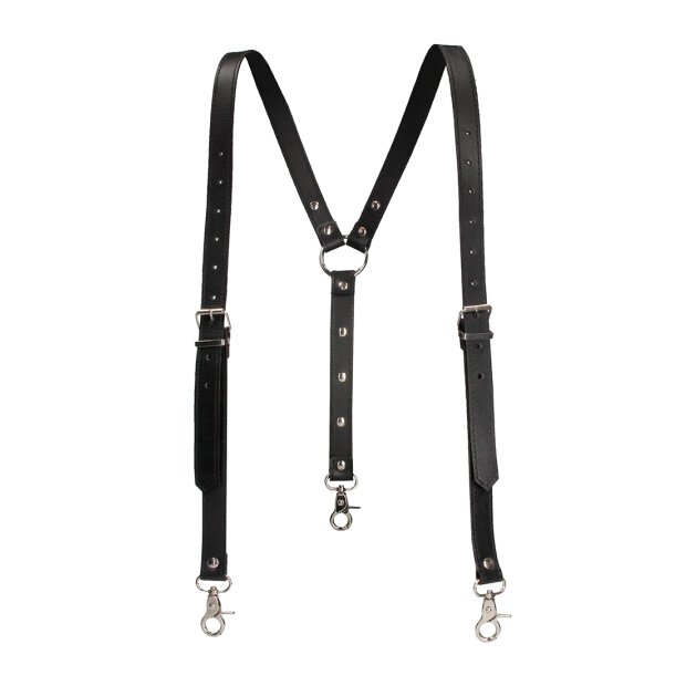 Shots split leather suspenders for men black