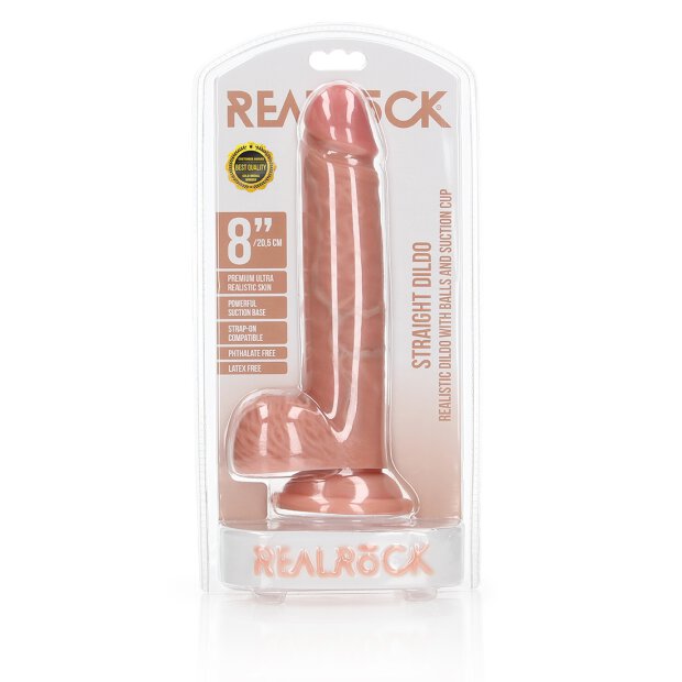 Straight Realistic Dildo with Balls and Suction Cup - 8" / 20,5 cm