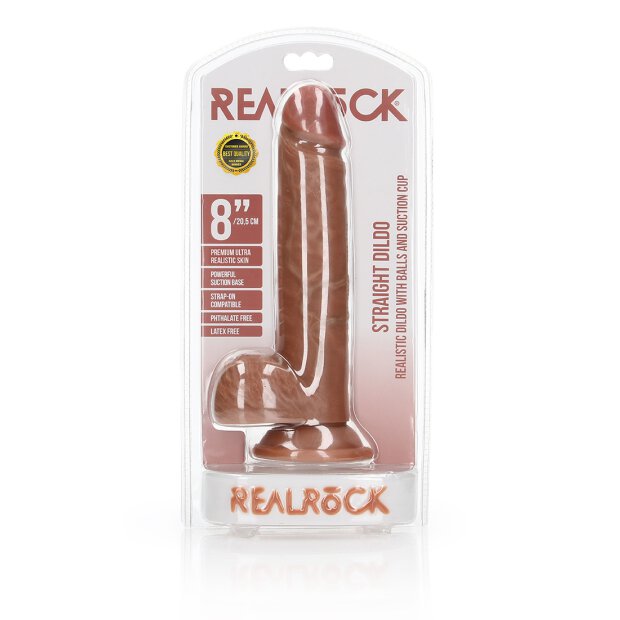 Straight Realistic Dildo with Balls and Suction Cup - 8" / 20,5 cm
