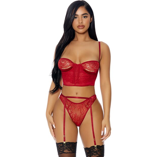 Forplay Peek Inside Lingerie Set red M