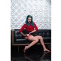 Kixies Claudia hold-up stockings large net pattern red L