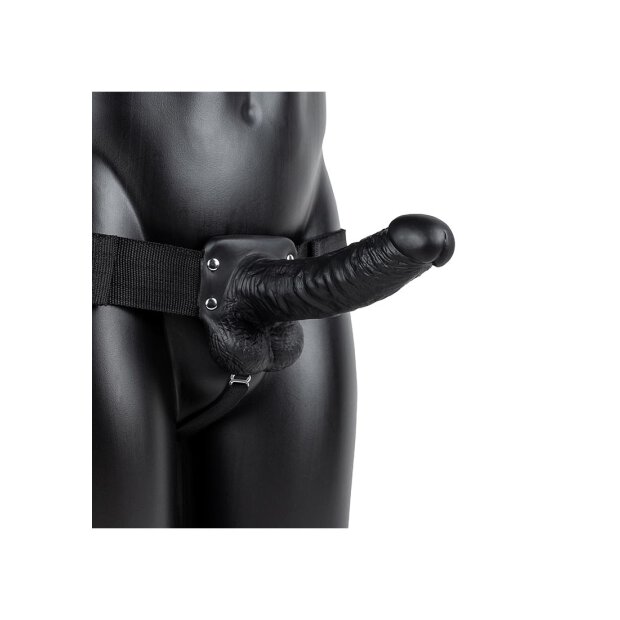 Vibrating Hollow Strap-On with Balls - 23,2 cm