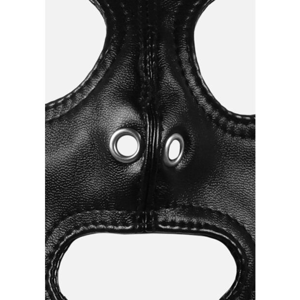 Shots leather mask with blonde ponytail black