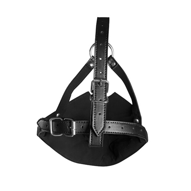 Shots head harness with mouth mask and integrated ball gag black
