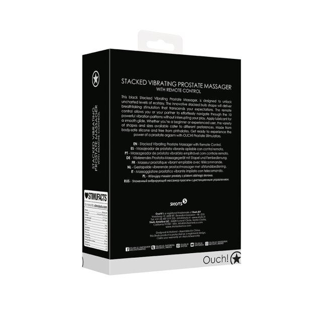 Shots Vibro Masseur de prostate avec télécommande Noir