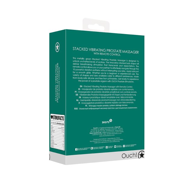 Shots Vibro Masseur de prostate avec télécommande Vert métallisé