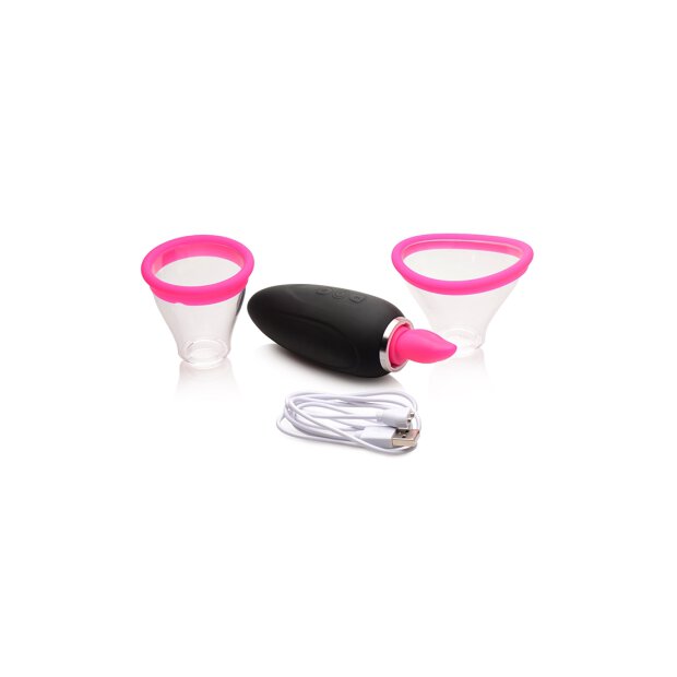 XR Brands Lickgasm mini vibrator with leak + suction function pink