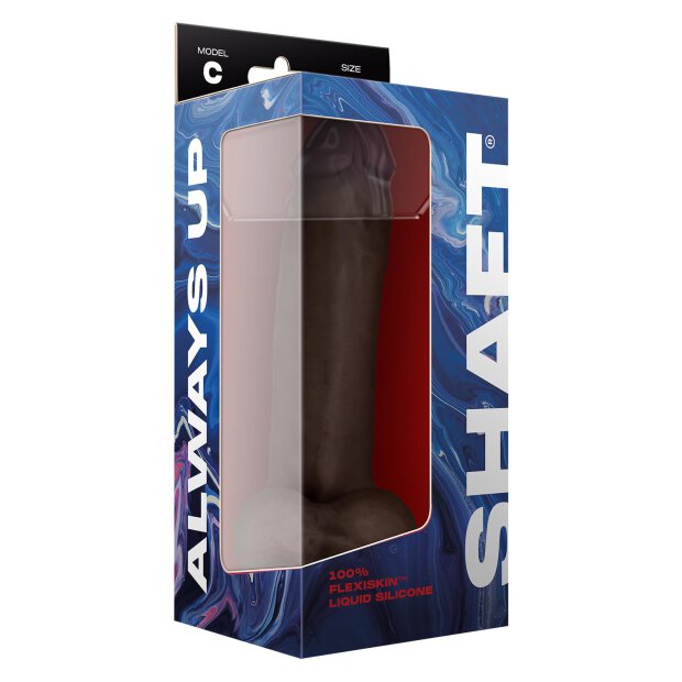 Shaft Model C 9,5 Inch Liquid Silicone Dong With Balls Mahogany 24,1 cm