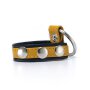 Leather Cockstrap with Penisring Black/Yellow