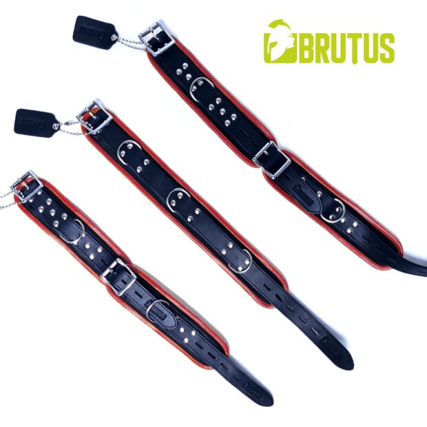 BRUTUS Leather Ankle Restraints Black/Red