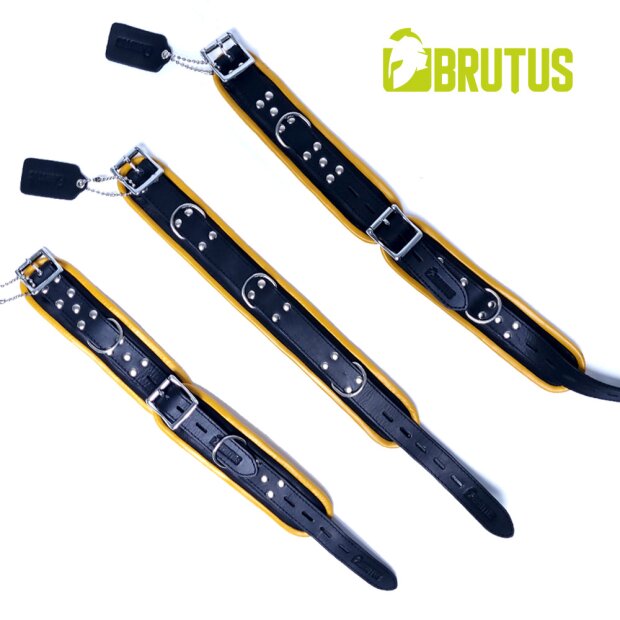 BRUTUS Leather Collar Black/Yellow