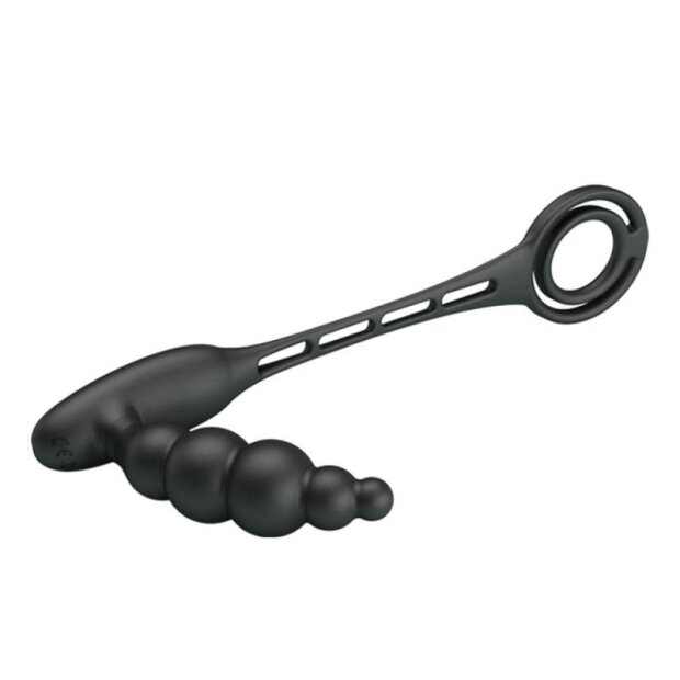 Pretty Love Analplug Vibra vibrierend mit Ringen Schwarz  2,4 cm