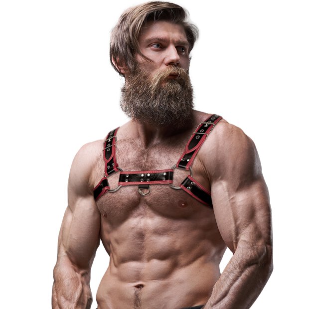 Fetish Submissive Attitude - Eco Leather Chest Strap Harness Men Black/Red OS
