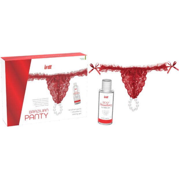 intt Brazilian Red Panty with Pearls and Lubricant Gel 50 ml
