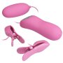 Pretty Love electric shock nipple clamps and vibrating egg pink