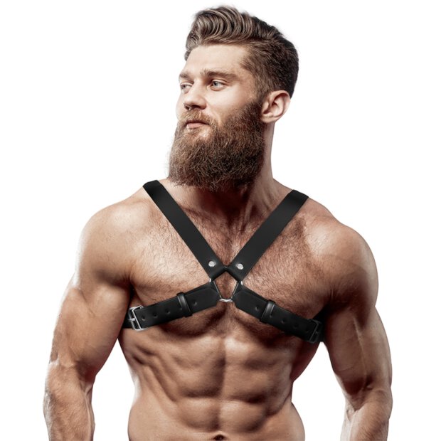 Fetish Submissive Attitude - Bulldog Crossed Chest Harness Adjustable Eco Leather Men OS