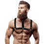 Fetish Submissive Attitude - Chest Harness With Collar Adjustable Eco Leather Men OS