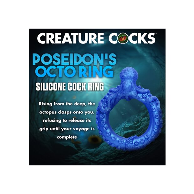 XR Brands Poseidons Octo Anneau pénien en silicone bleu