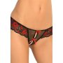 Rene Rofe Lingerie Crotchless Lace Thong With Bows Red M/L