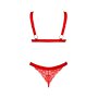 Obsessive Elianes set bra and thong with lace red M/L