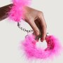 Adriens Lastic Metal Handcuffs With Pink Feathers