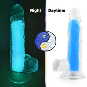 ClearlyHorny Color Glow leuchtender Dildo Blau