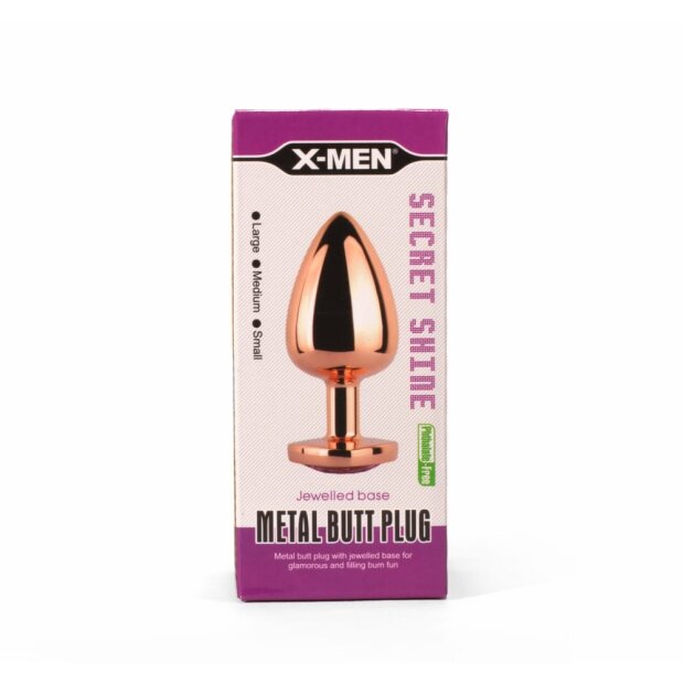 X-MEN Secret Shine Metal Anal Plug Rose Gold Heart S