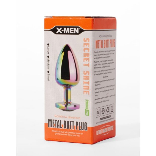 X-MEN Secret Shine Metall Anal Plug Regenbogenherzt L