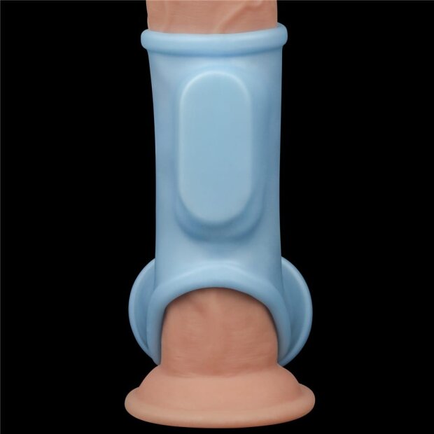 Lovetoy étui pénien vibrant avec manchette testiculaire bleu