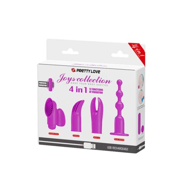 Pretty Love Joy Collection vibrator with 4 attachments purple