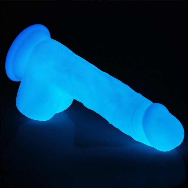 Lovetoy Lumino Play Silikone Dildo leuchtend Blau 20,9 cm