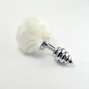 Lovetoy Spiral Pompon Metall Plug Weiß