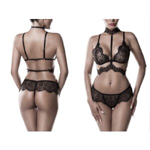 GREY VELVET 2-piece sexy halterneck bra set S