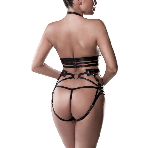 GREY VELVET 3-piece set (top, harness, thong) S
