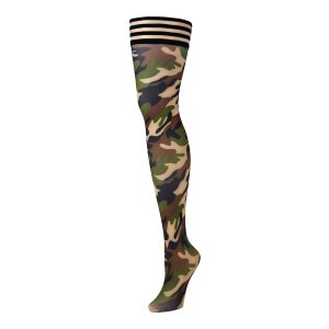 Kixies Alex halterlose Strümpfe Camouflage Muster S...